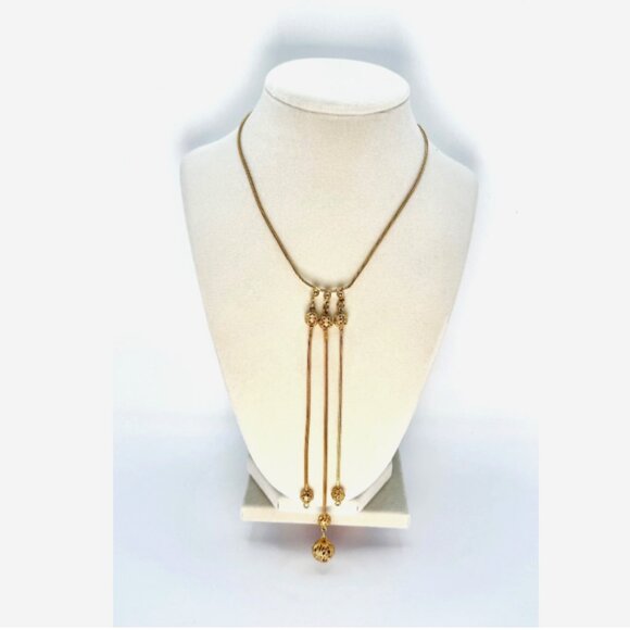 Vintage MCM Mid Century Modern Gold Tone Tassel Ball 16" Choker Necklace - Picture 6 of 6